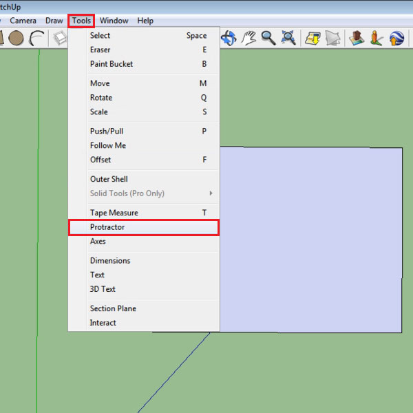 Choose the “protractor” tool