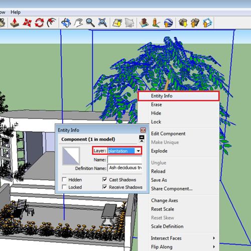 sketchup layers attaching to other layers