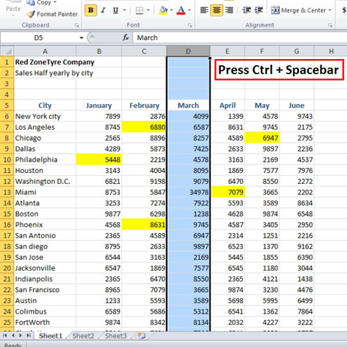 how to select large area in excel