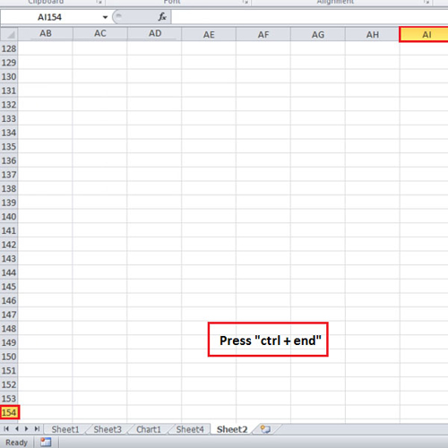 Use the “ctrl + end” command