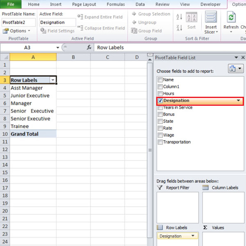 Modify Pivot Table