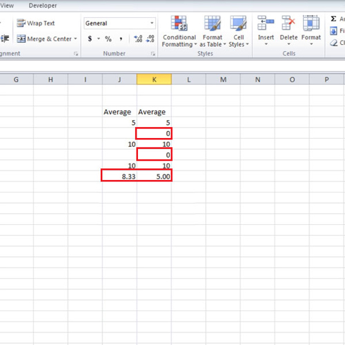 Blank Cells implication in Average computation