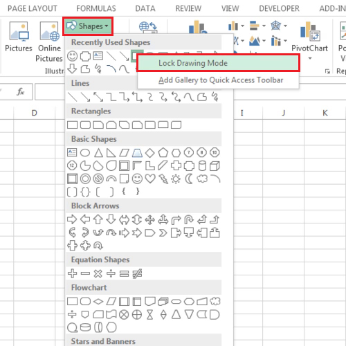 Enable Lock Drawing Mode