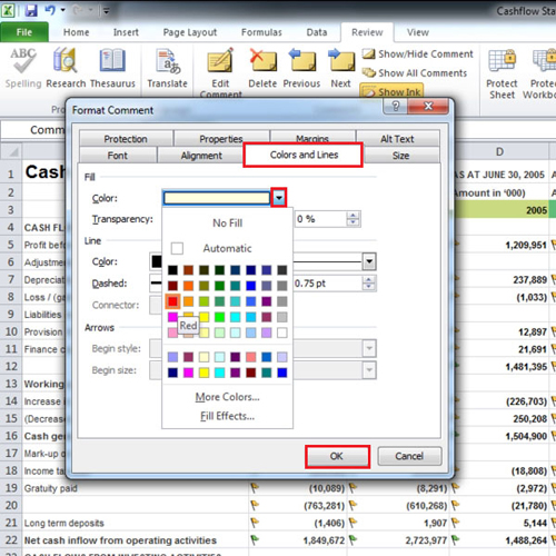 how to choose fill color for background excel mac