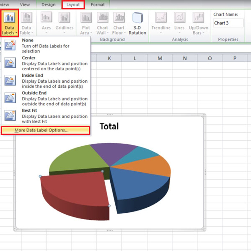 Select Data labels option