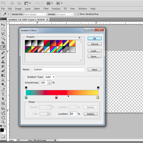 Using gradient tool