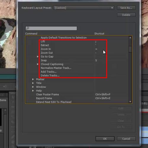 adobe premiere keyboard shortcuts move frame