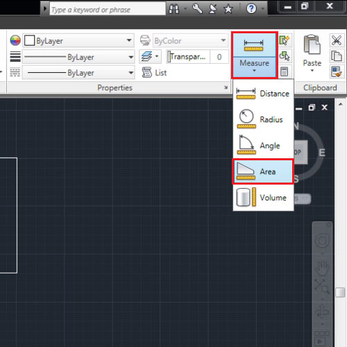 Choose the “area” tool