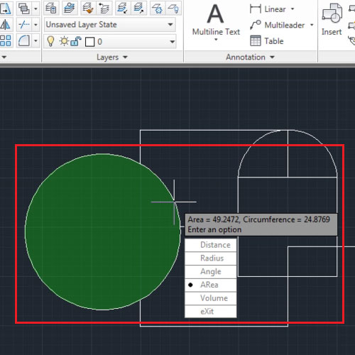 Look at the calculated area