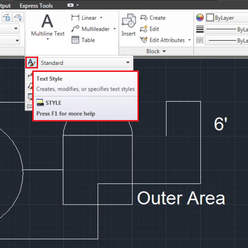 autocad text styles chart