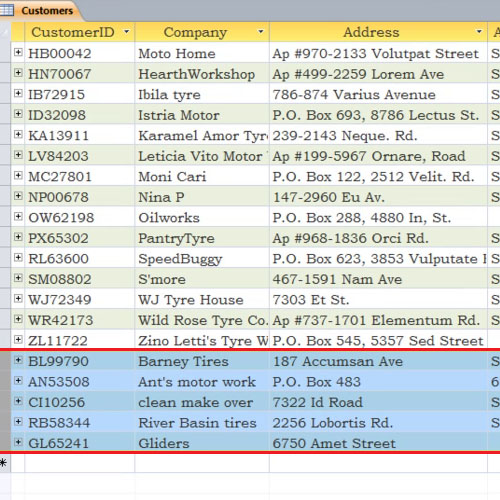 data added from excel sheet