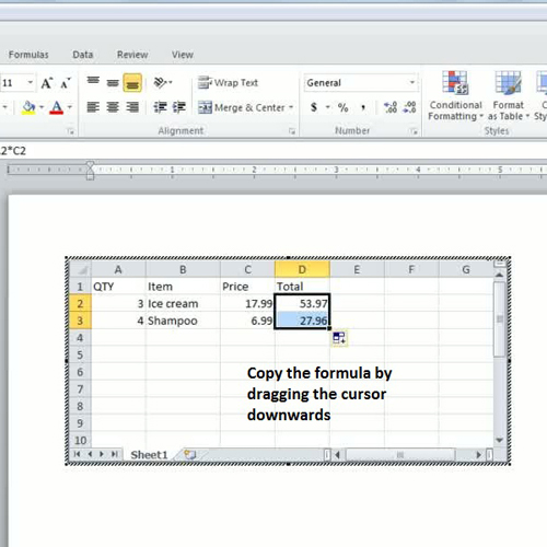 multiply the values in other row by copying the formula