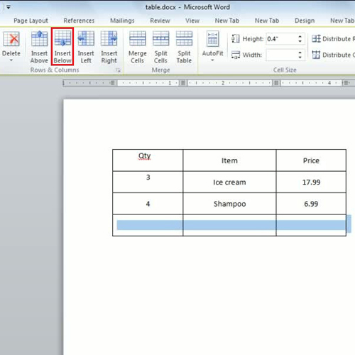 table formatting in word moving one line on a cell