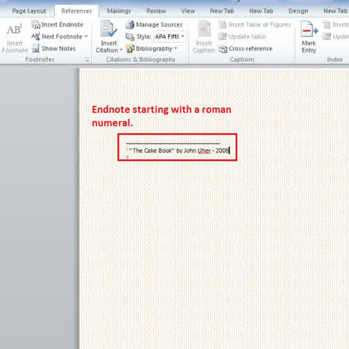 how to change endnote format in word 2010