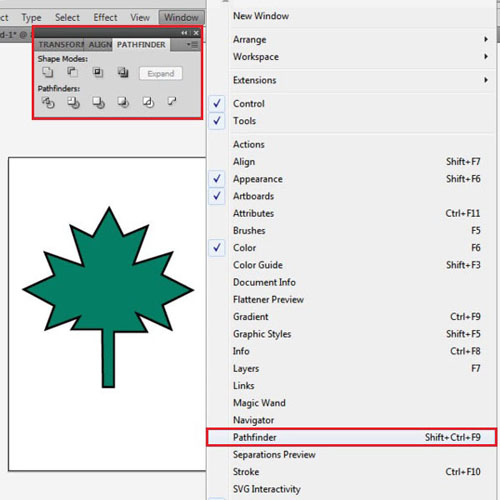 Open the options for compound shapes