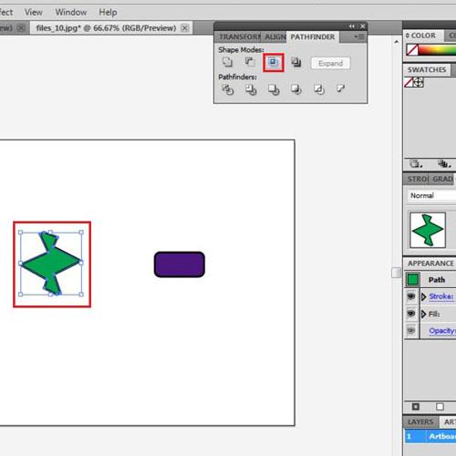 Select the “intersect” option