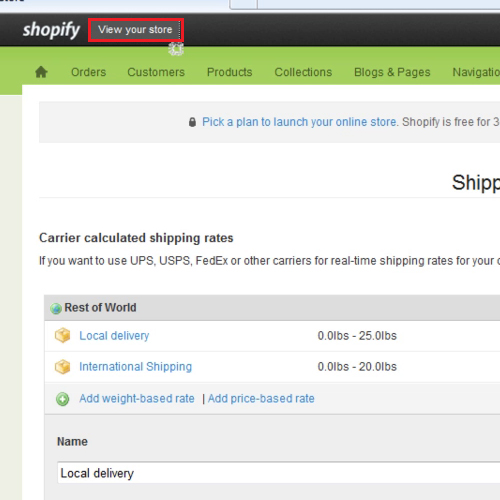 Add shipping rates and view your store