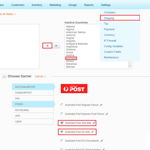 Choose shipping method