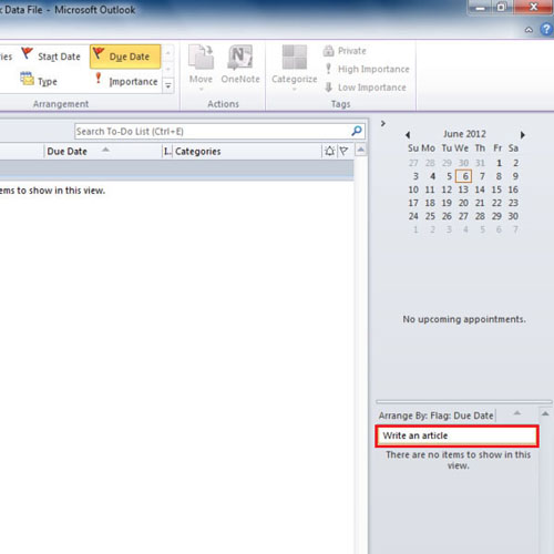 create a task in outlook