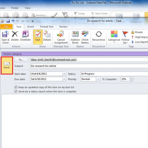 assigning tasks in outlook