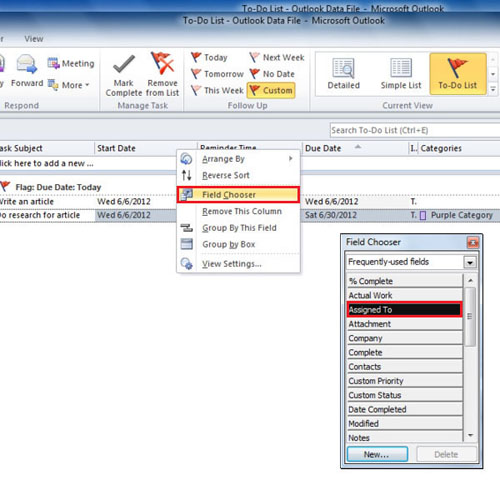 create a task in outlook