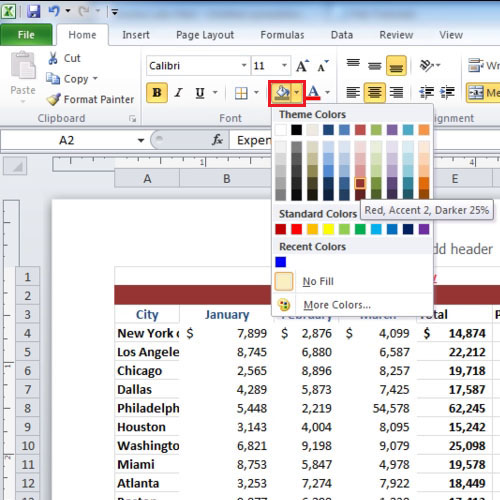 How to apply fonts, background colors, and borders in Excel 2010 | HowTech