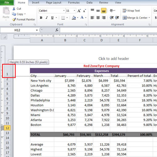 Modify row width