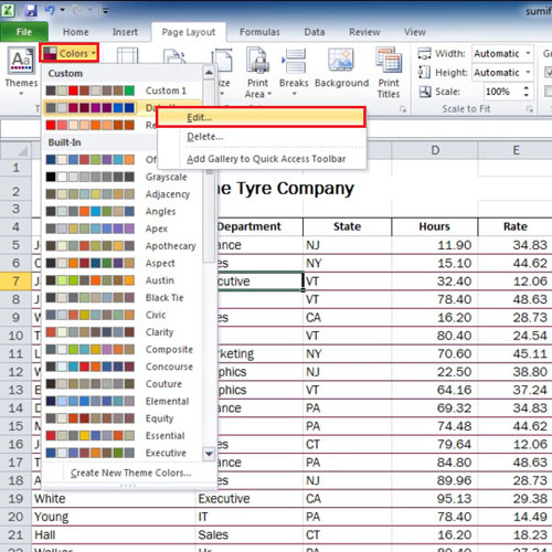 microsoft excel for mac find default color theme