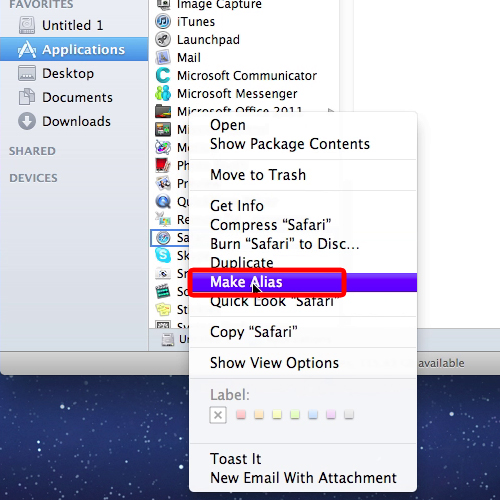 how to make shortcut on mac desktop