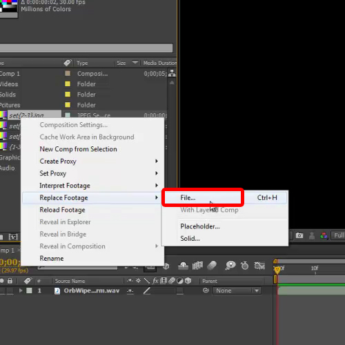 Use Replace Footage option