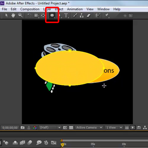 Draw an ellipse using the shape tool