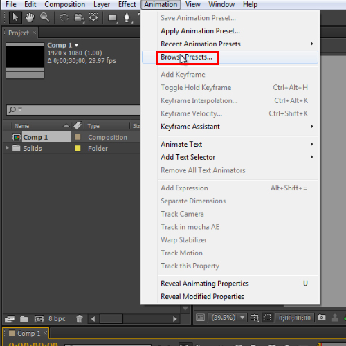 Нет папки user presets в after effects