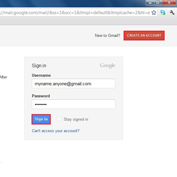 Login to the Gmail account