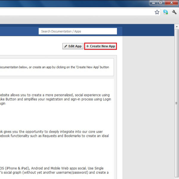 Creating a new app on Facebook