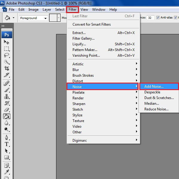 Choose a noise filter on the layer