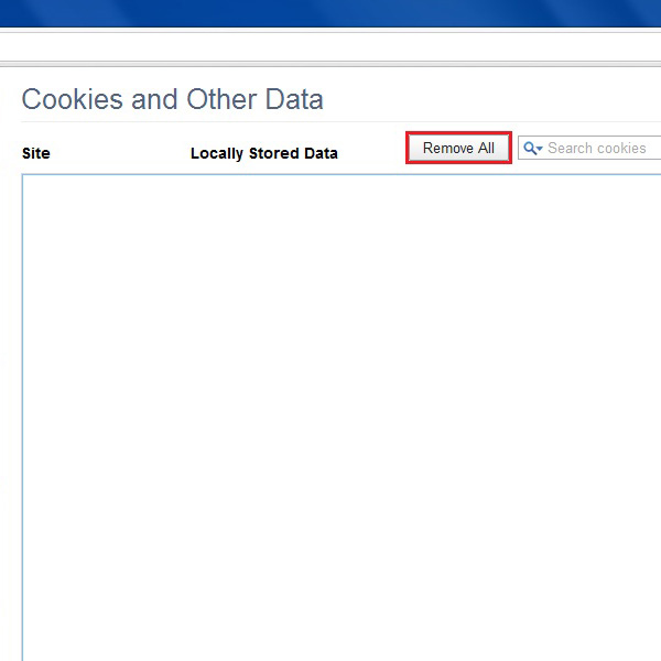 Delete all cookies and browsing data