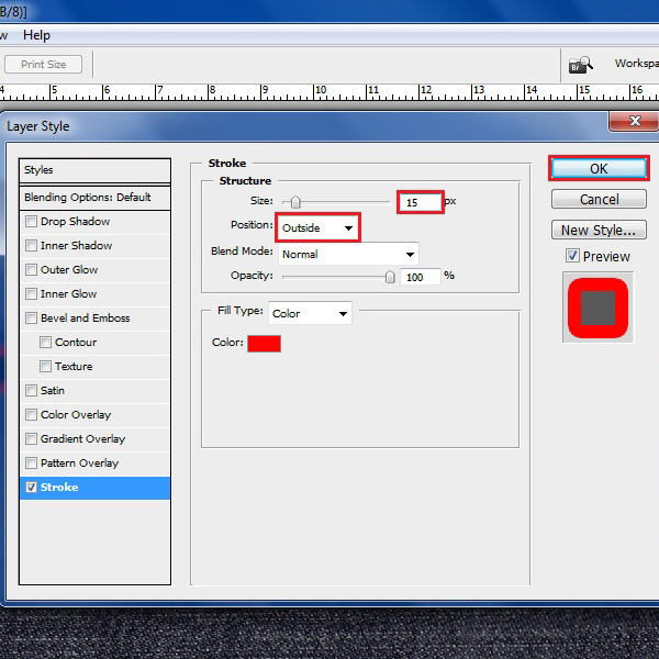 Choose settings for the stroke