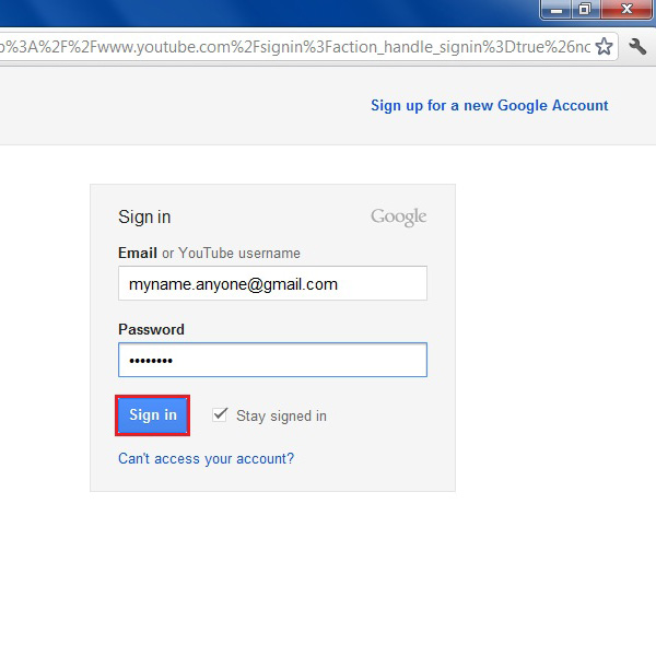 Signing in to gmail