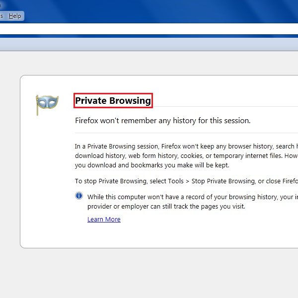 In the private browsing mode