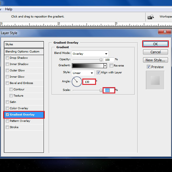 Choose the gradient settings