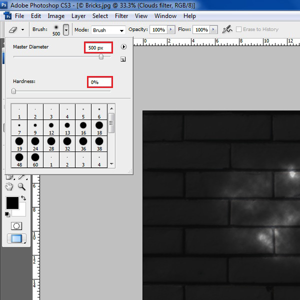 Adjust eraser’s size and hardness