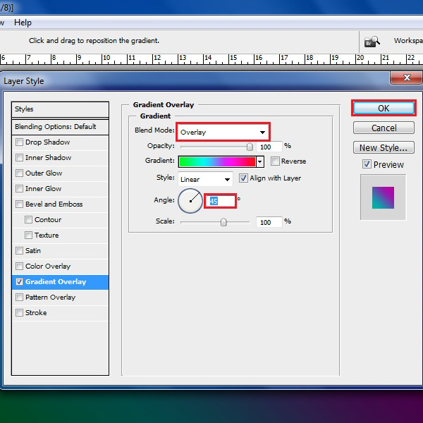 Choose the gradient settings