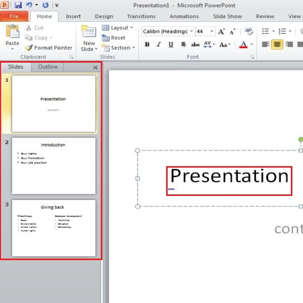 finalizing the overall content in your presentation