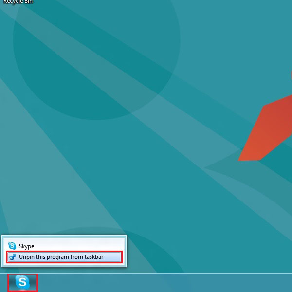 Using the unpin to taskbar option