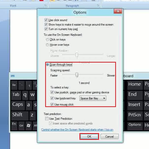 windows 8 on screen keyboard predictive text