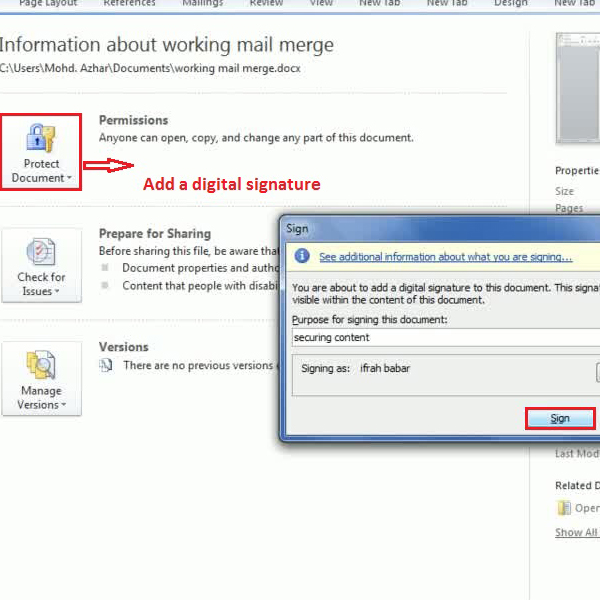 create a digital signature in word 2010