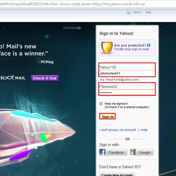 log into Yahoo