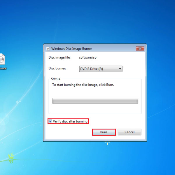 how to burn iso to dvd windows 7 without a disc
