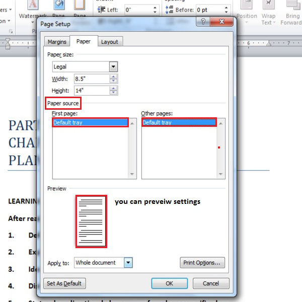 selecting a tray