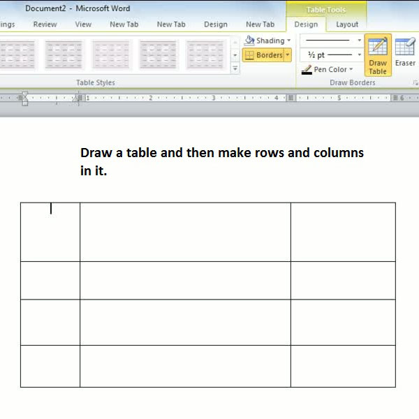 making columns and rows in a table